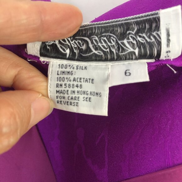 Rimini Saks Fifth Avenue Purple Evening Top Skirt Suits Sz 6 Silk Gold Bottons - Picture 14 of 16